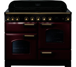 RANGEMASTER  Classic Deluxe 110 Electric Induction Range Cooker - Cranberry & Brass